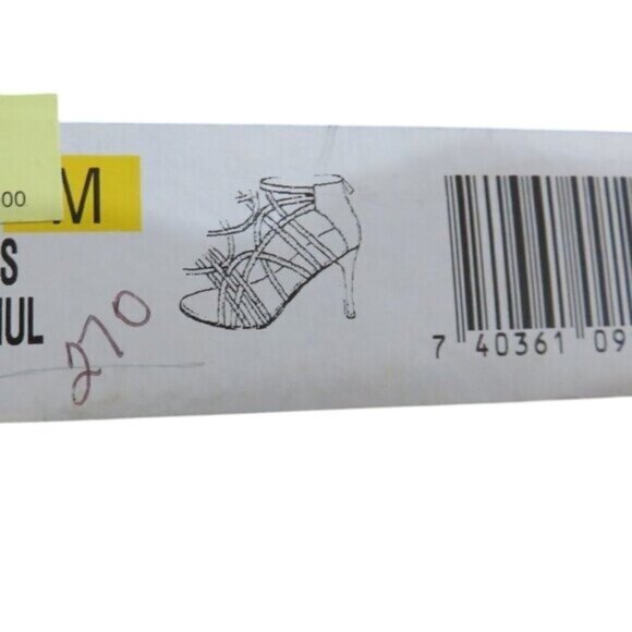 Enzo Angiolini Branon Black Perforated Grommet Leather Whipstitch Peep Toe Heels - Picture 13 of 14